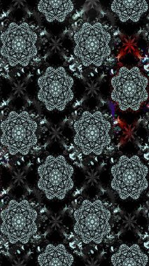 Raster illüstrasyonu. Siyah renklere karalamalı çiçek deseni çiz.