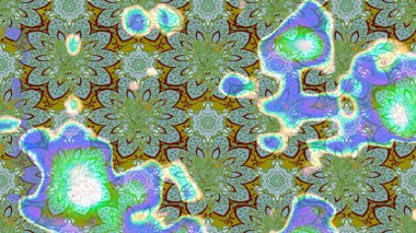 Yeşil ve mavi el çizimi desen. Karalama çiçekleri çizim kalıbı. Raster deseni. Sanat ilham verir ve mavi tarzda çiçekler bırakır..