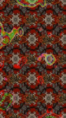 Eskiz klasiği. Renkli Bahar Teması eskiz kalıbı. Düz Çiçek Elementleri Tasarımı. Raster Şirin kumaş deseni.