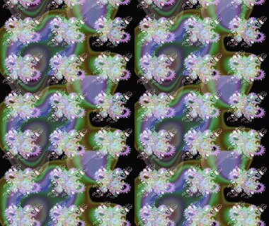 Tekrarlayan çiçek arkaplanı, zarif yeşil çiçek duvar kağıdı. Yeşil renkler üzerine çiçek desenli çizimler, el yapımı papatyalar, papatyalar..