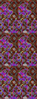 Raster illüstrasyonu. Çiçek süslemeli çizim deseni. Gri ve kahverengi renkte çiçekler.