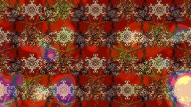 Küçük çiçekte hoş bir çiçek deseni var. Parlak çiçekli kahverengi ve kırmızı renkler üzerine soyut çizim deseni. Çiçek elementli zarif raster dokusu..