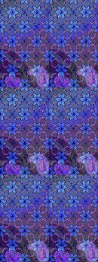 Raster Illustrasyon 'daki Çiçek Deseni' nin son moda çizimi. Renkli Yaz Temalı eskiz kalıbı. Mor renkli çiçekler. Düz Çiçek Elementleri Tasarımı.