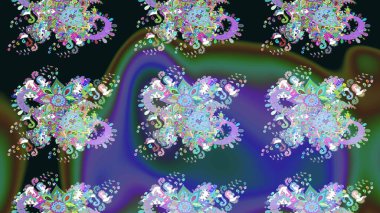 Nazik romantik baskı. Bahar mevsimi. Raster güzel bir çiçek deseni çizmiş. Tatil havası. Mavi renkte çiçekler.