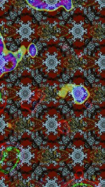 Gömlek, arka plan modelini çiz. Kahverengi ve kırmızı renkte çiçekler. Tropik çiçekler.