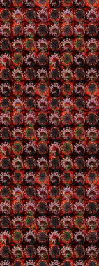 Bahar çiçekleri dallı desen, siyah ve kahverengi renkler ve çiçek silueti. Raster deseni.