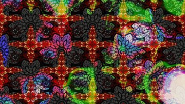 Renkli Bahar Teması eskiz kalıbı. Raster illüstrasyonundaki çiçek desenli çizim. Süslü kumaş deseni. Düz Çiçek Elementleri Tasarımı.