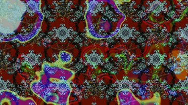 3D çiçekler, eskiz. Kahverengi ve kırmızı renklerde. Raster illüstrasyonu.