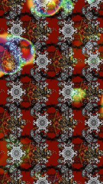 Çiçeksel fantezi tasarımı ve parlak bir arka plan çizimi. Düz Çiçek Elementleri Tasarımı. Renkli Bahar Teması çizim şablonu.