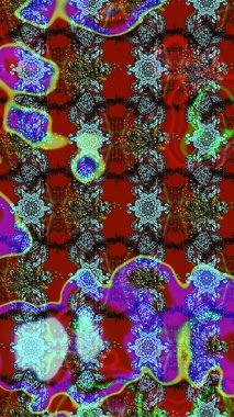 Eski usul. Miles Fleur, süslü püslü bir süs. Tomurcukları papatya çiçekleri olan sevimli bir çiçek deseni. Kumaş, tekstil, duvar kağıdı baskısı için. Eskiz geçmişi. Raster illüstrasyonu.