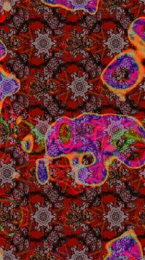 Renkli Yaz Temalı eskiz kalıbı. Sevimli çiçek raster deseni. Düz Çiçek Elementleri Tasarımı. Kahverengi ve kırmızı renkte çiçekler.