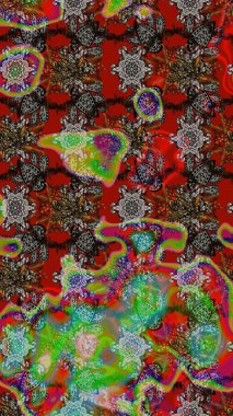 Renkli Bahar Teması eskiz kalıbı. Düz Çiçek Elementleri Tasarım Raster illüstrasyonu. Kırmızı ve kahverengi renkte çiçekler. Çiçek eskiz kalıbı geçmişi.