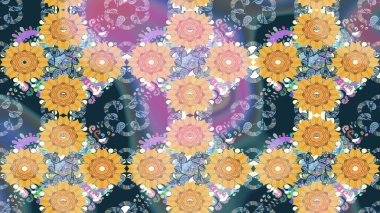 Çiçekli karalama şeklinde Raster çiçek deseni. Nazik, sevimli çiçek arkaplanı. Mavi renkte çiçekler.