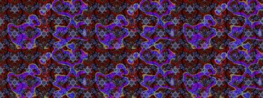 Düz Çiçek Elementleri Tasarımı. Sevimli çiçek raster deseni. Sketch Colour Spring Theme eskiz kalıbı. Mor ve kahverengi renkte çiçekler.