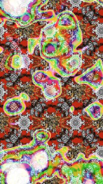 Çiçekli karalama şeklinde Raster çiçek deseni. Raster illüstrasyonu. Tarafsız ve gri renklerde bahar çiçekleri.