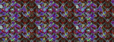 Raster illüstrasyonu. Düz Çiçek Elementleri Tasarımı. Asya tekstil tarzında. Mavi ve kahverengi renkte çiçekler. Renkli Bahar Teması eskiz kalıbı. Çiçek desenini çiz.