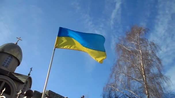 Bandera de Ucrania ondeando — Vídeos de Stock