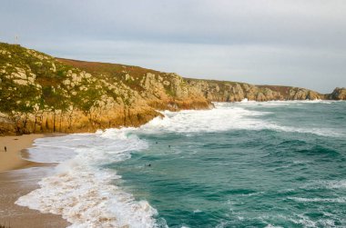 Porthcurno Beach Porthcurno, Cornwall, İngiltere, İngiltere 