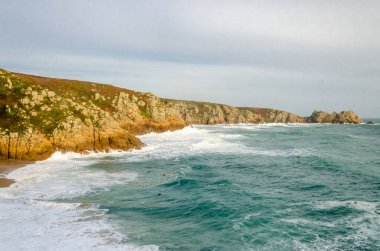 Porthcurno Beach Porthcurno, Cornwall, İngiltere, İngiltere 