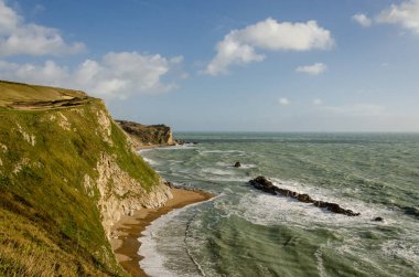 Durdle Door 'da Man O War plajı Dorset, İngiltere - Birleşik Krallık