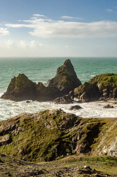 Cliff Top View Kynance Cove Cornwall Lizard Peninsula Reino Unido — Fotografia de Stock