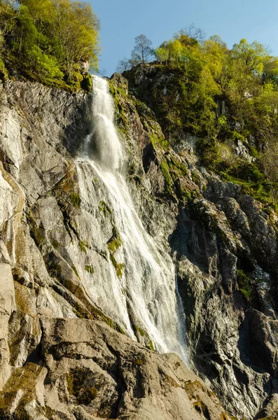 Aber Falls Waterfall Wales Coedydd Aber National Nature Reserve — Stock Photo, Image