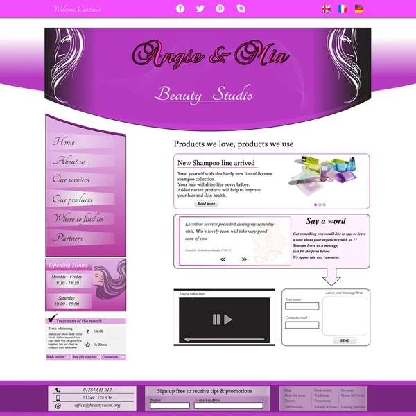 Schönheitsvorlage Website — Stockvektor