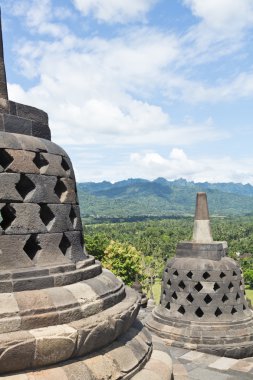 Borobudur Tapınağı üstten görüntülemek.