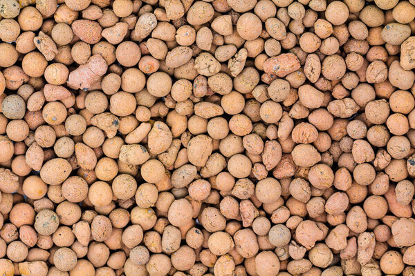 Background of hydroponic clay pellets