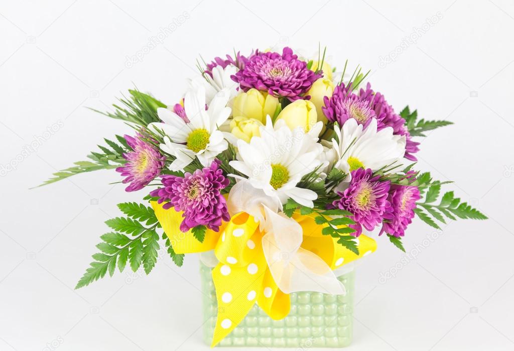 Spring flower arrangement in vase