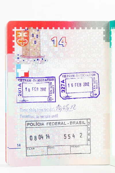 Swiss Passport page with visa stamps — Stock Photo, Image