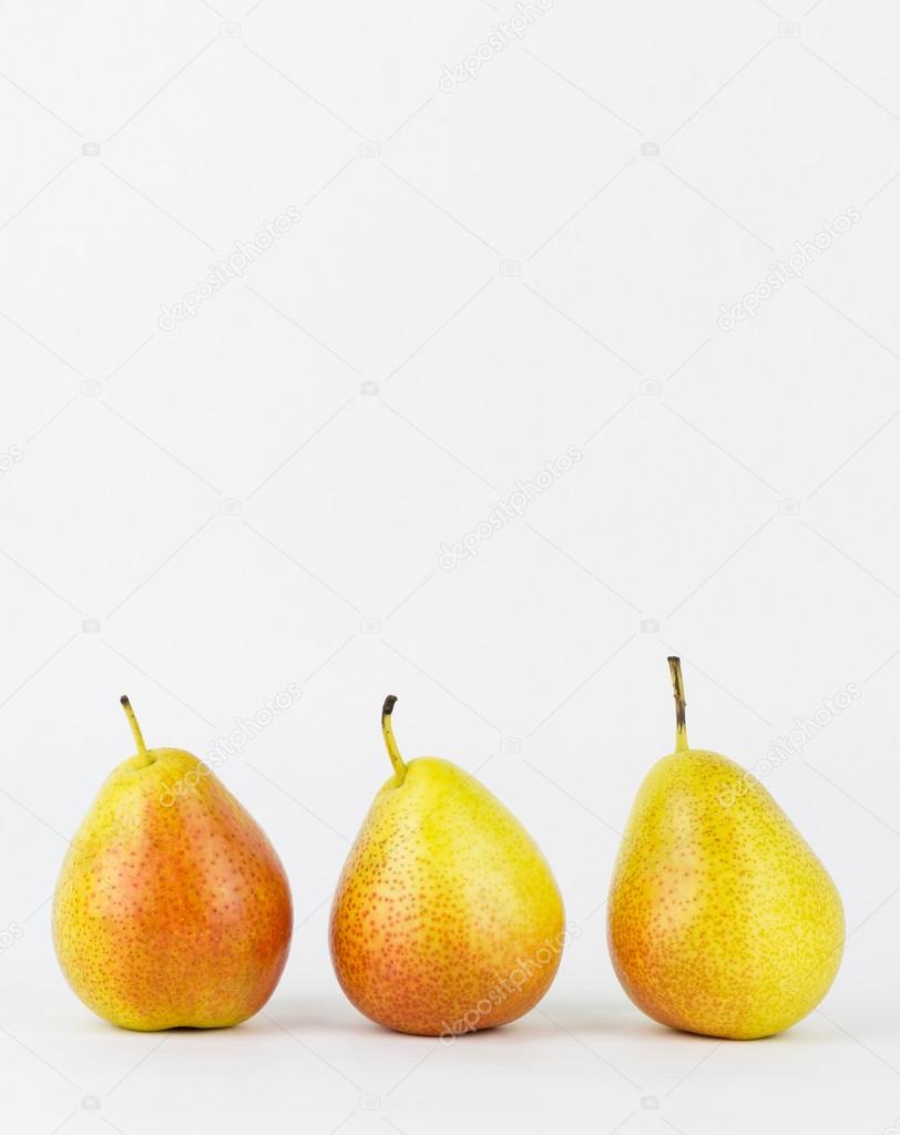 Three forelle pears close up