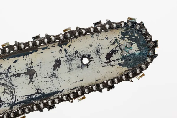 Worn chainsaw bar and blade — Stock Photo, Image