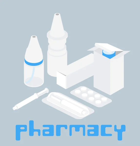 Comprimidos comprimidos e medicamentos pacote ícones isométricos conjunto ilustração vetorial — Vetor de Stock