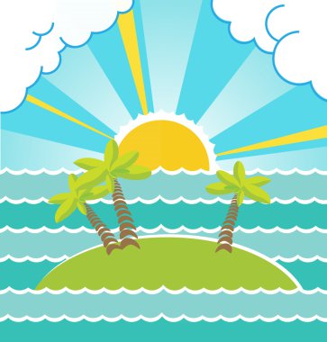 Ada ile yaz deniz manzara. 