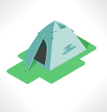 İzole izometrik kampı, vektör çizim