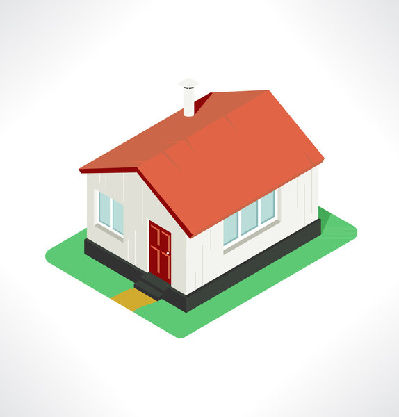 Isolated isometric small house, vector illustration