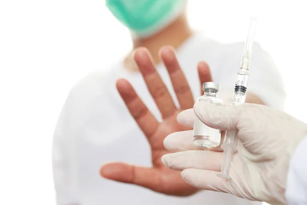 Pacientes Têm Medo Seringas Vacinas — Fotografia de Stock