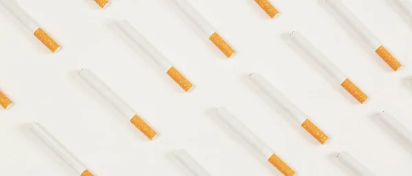Image Several Commercially Made Pile Cigarette White Background Non Smoking — Stock Photo, Image