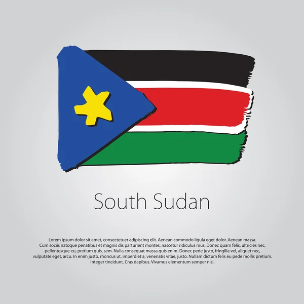 South Sudan Flag with colored hand drawn lines in Vector Format — Stock Vector