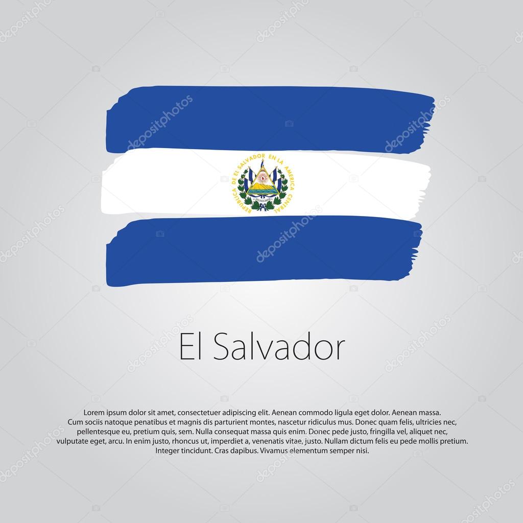El Salvador Flag with colored hand drawn lines in Vector Format