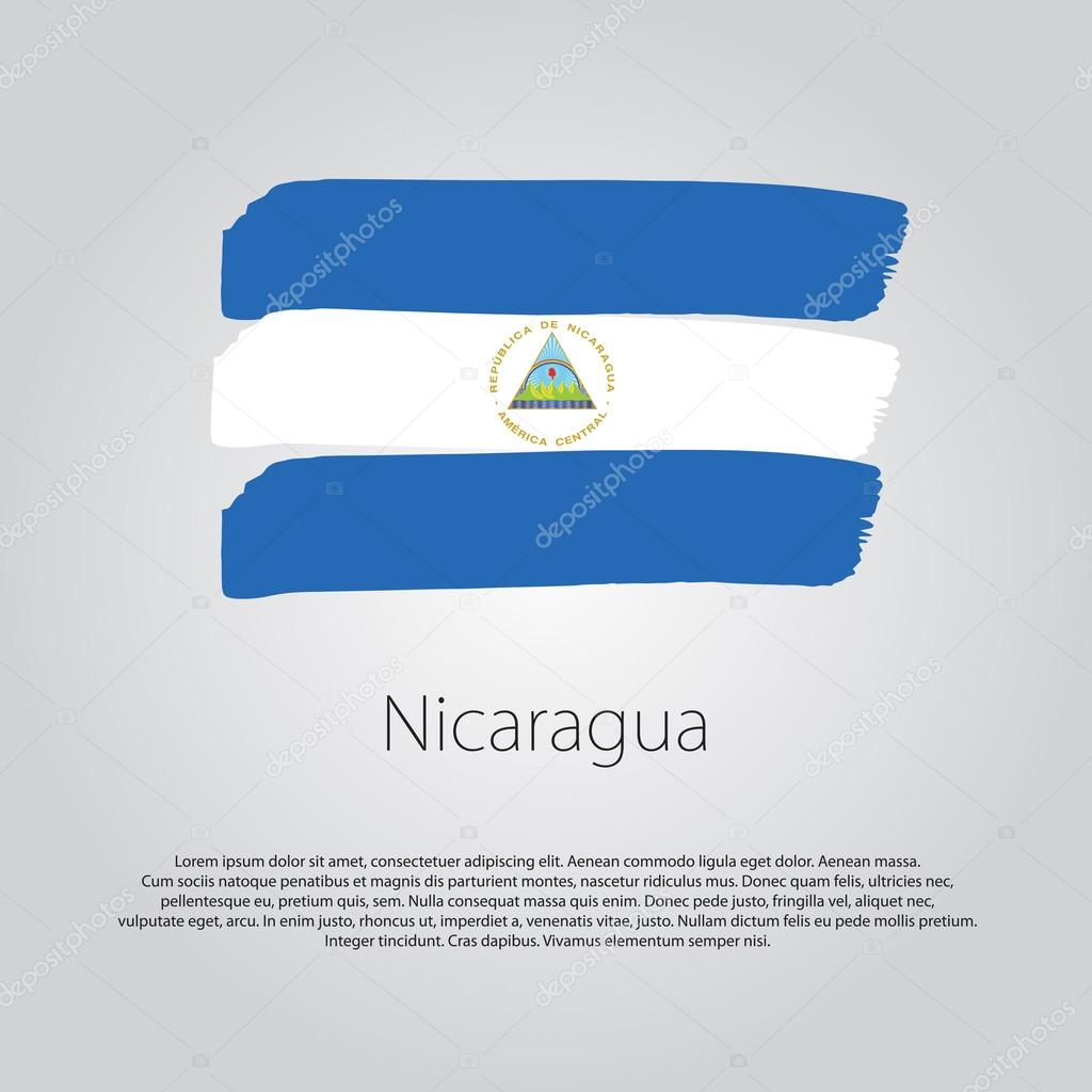 Nicaragua Flag with colored hand drawn lines in Vector Format
