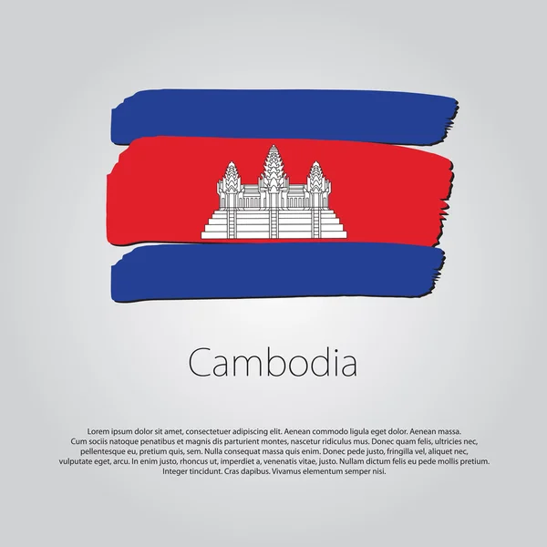 Drapeau du Cambodge avec des lignes dessinées à la main colorées au format vectoriel — Image vectorielle