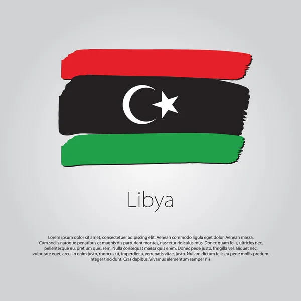 Libyen-Flagge mit farbigen, handgezeichneten Linien im Vektorformat — Stockvektor