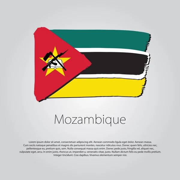 用彩色手绘矢量画线的莫桑比克国旗 — 图库矢量图片