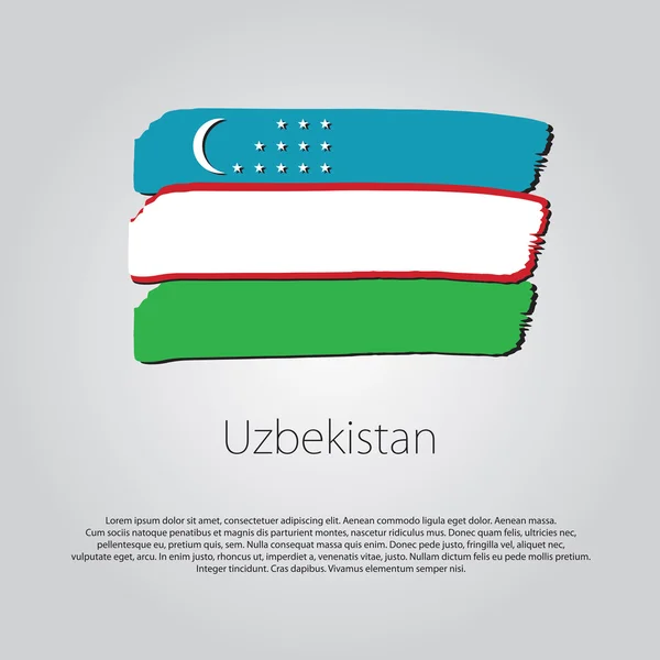 Flaga Uzbekistanu z kolorowymi liniami narysowanymi ręcznie w formacie wektorowym — Wektor stockowy