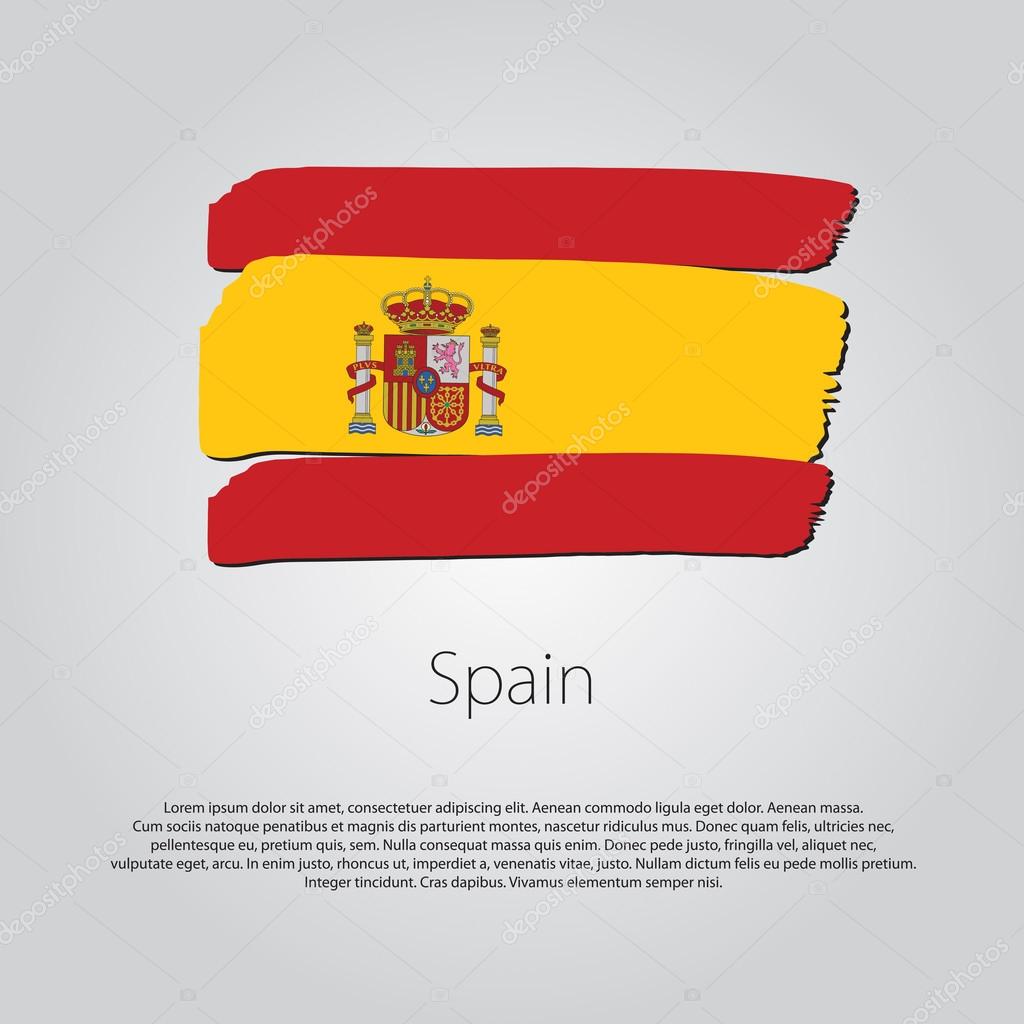 Spain Flag with colored hand drawn lines in Vector Format