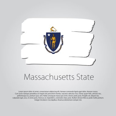 Massachusetts Devlet bayrağı renkli el ile çizilmiş çizgiler Vektör formatında