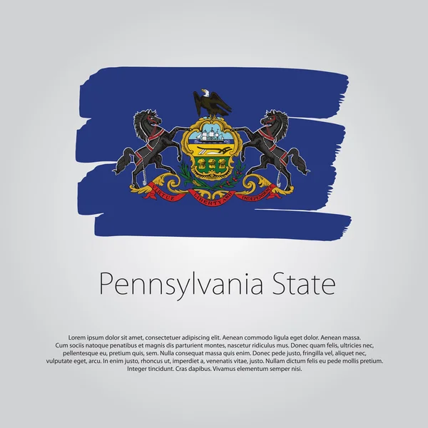 Drapeau de l'État de Pennsylvanie avec des lignes dessinées à la main colorées au format vectoriel — Image vectorielle