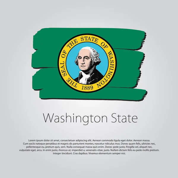 Washington State Drapeau avec des lignes dessinées à la main colorées au format vectoriel — Image vectorielle